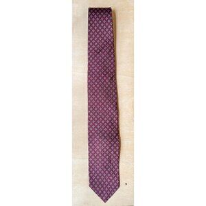 Vintage Men Silk Tie Purple and Burgundy diamond pattern
